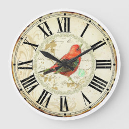 Reloj Redondo Grande lindo pájaro rojo numérico romano