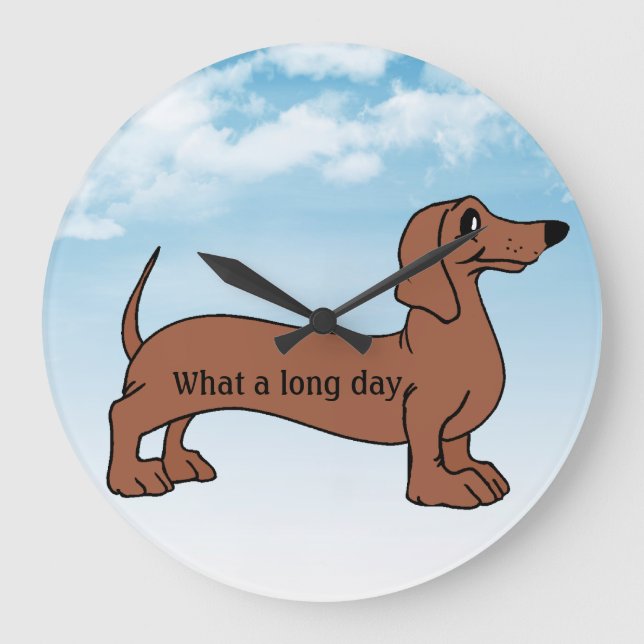 Reloj Redondo Grande Lindo un qué Dachshund largo del día (Anverso)