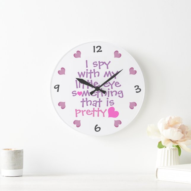 Reloj Redondo Grande Lindo *Yo espío* Rosa y Morado  (Hogar)