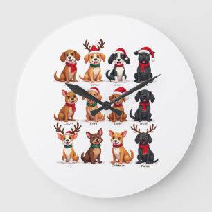 Reloj Redondo Grande Lindos 12 perros de Navidad divertidos amantes de