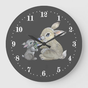 Reloj Redondo Grande lindos amantes del conejo animal