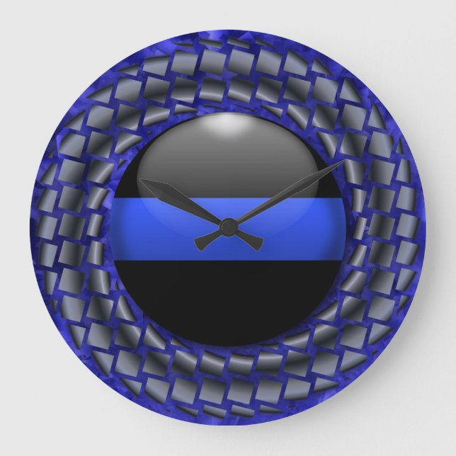 Reloj Redondo Grande Línea Azul delgada (Anverso)