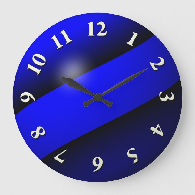 Reloj Redondo Grande Línea Azul delgada (Anverso)