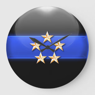 Reloj Redondo Grande Línea Azul delgada - Insignia Gold de 5 estrellas