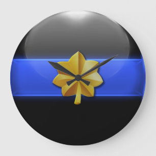 Reloj Redondo Grande Línea Azul delgada - Mayor Insignia de la policía