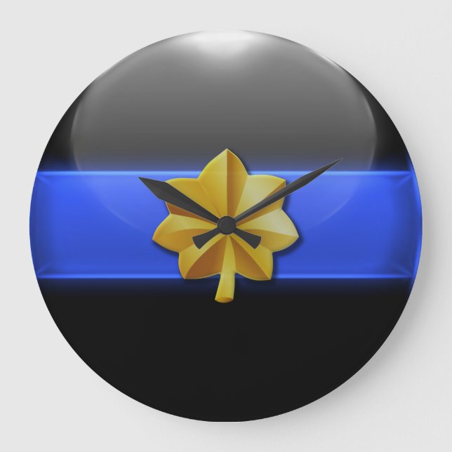 Reloj Redondo Grande Línea Azul delgada - Mayor Insignia de la policía (Anverso)