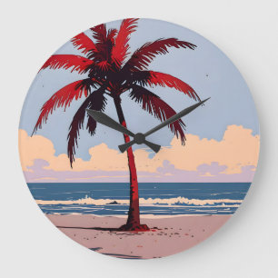 Reloj Redondo Grande Línea costera de Crimson