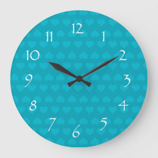 Reloj Redondo Grande Línea de corazón azul turquesa