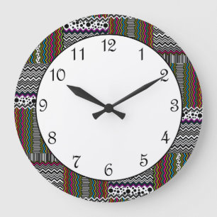 Reloj Redondo Grande Línea de puntos en zig zag tejida