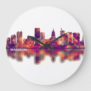 Reloj Redondo Grande Línea de Skyline Madison Wisconsin