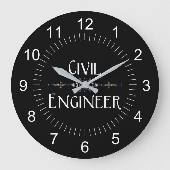 Reloj Redondo Grande Línea decorativa de ingeniero civil (Anverso)