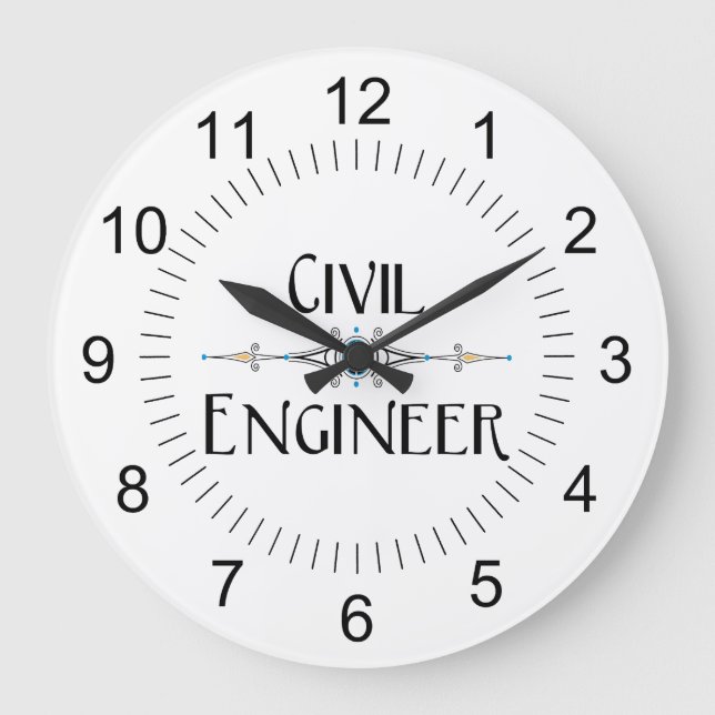 Reloj Redondo Grande Línea decorativa de ingeniero civil (Anverso)