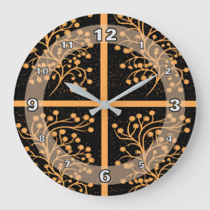 Reloj Redondo Grande Línea Jardín de Medianoche – Ámbar Dorado