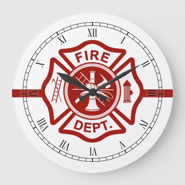 Reloj Redondo Grande Línea roja delgada Cruz maltesa blanco (Anverso)