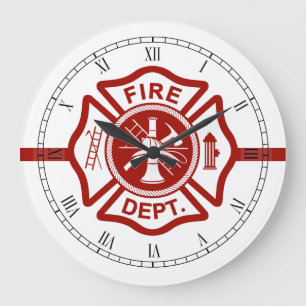 Reloj Redondo Grande Línea roja fina blanco de la cruz maltesa