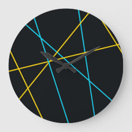 Reloj Redondo Grande Líneas amarillas, azules, frescas, modernas, urban