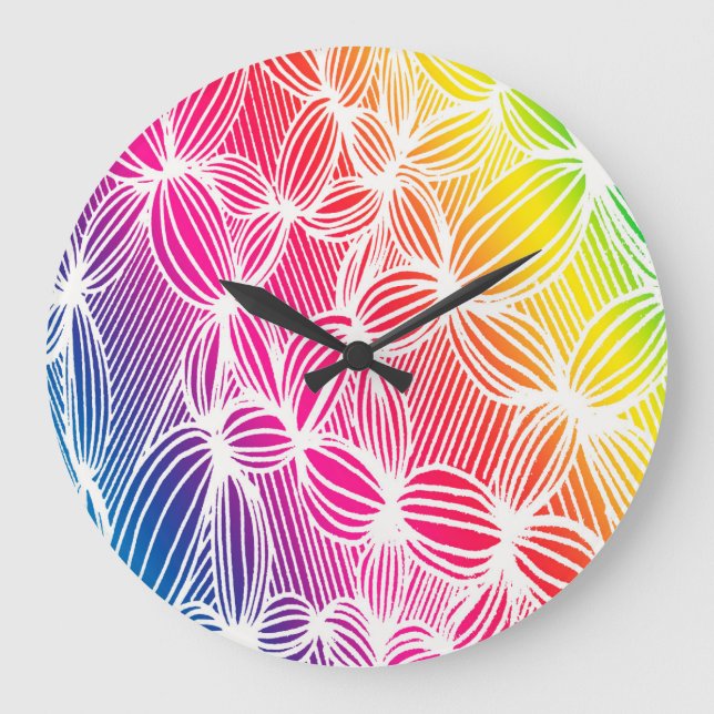 Reloj Redondo Grande Líneas de arco iris curvadas (Anverso)