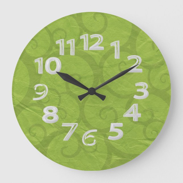 Reloj Redondo Grande Líneas de curvas verdes (Anverso)