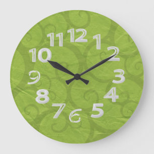 Reloj Redondo Grande Líneas de rizos verdes