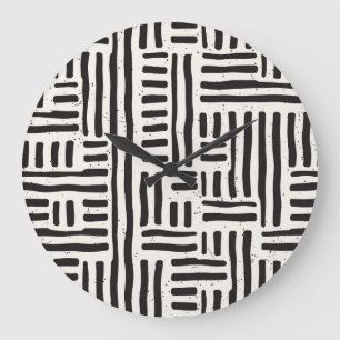 Reloj Redondo Grande Líneas dibujadas a mano, textura sin costura y gru