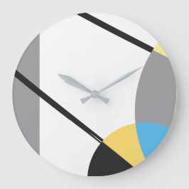 Reloj Redondo Grande Líneas modernas de abstracto negro amarillo azul