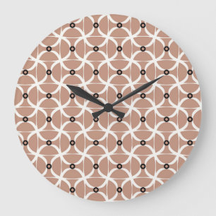 Reloj Redondo Grande Líneas onduladas blancas: patrón abstracto sin sol
