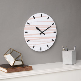 Reloj Redondo Grande Líneas rosas modernas de Rubor Resumen Arte
