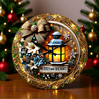 Reloj Redondo Grande Linterna Brillante de Invierno