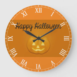 Reloj Redondo Grande Linterna de Jack O del feliz Halloween