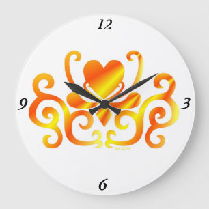 Reloj Redondo Grande Lirio arcoiris y corazón