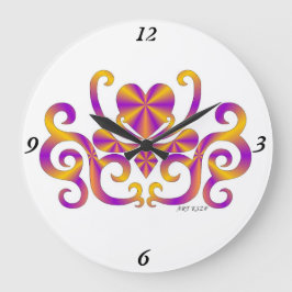 Reloj Redondo Grande Lirio arcoiris y corazón