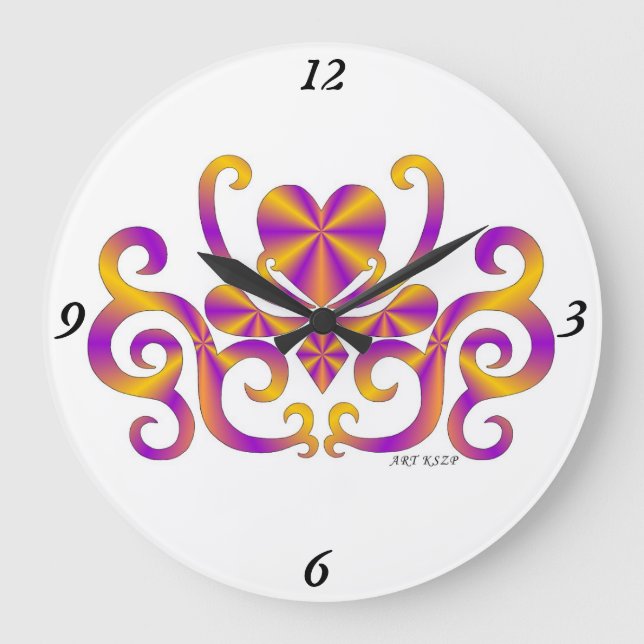 Reloj Redondo Grande Lirio arcoiris y corazón (Anverso)