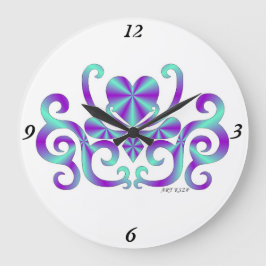 Reloj Redondo Grande Lirio arcoiris y corazón