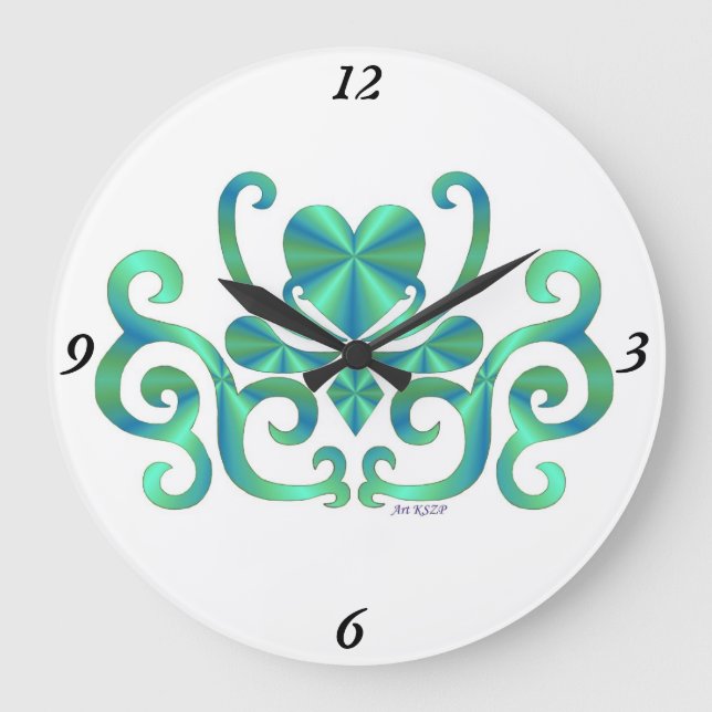 Reloj Redondo Grande Lirio arcoiris y corazón (Anverso)