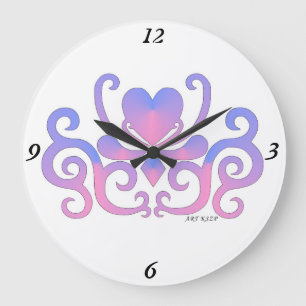 Reloj Redondo Grande Lirio arcoiris y corazón