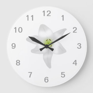Reloj Redondo Grande Lirio blanco