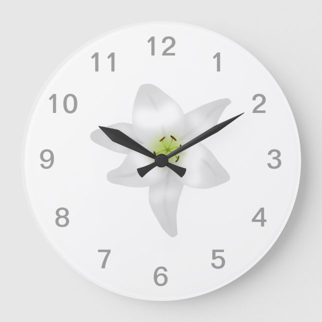Reloj Redondo Grande Lirio blanco (Anverso)