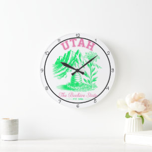 Reloj Redondo Grande Lirio del Estado de Utah Beehive
