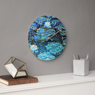 Reloj Redondo Grande Lirios de agua azules de Monet