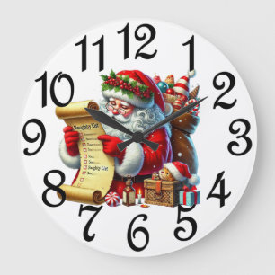 Reloj Redondo Grande Lista de Claus de Santa Claus
