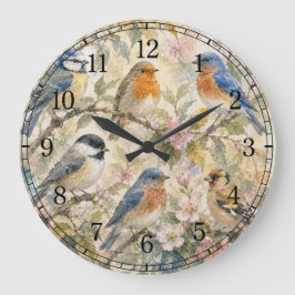 Reloj Redondo Grande Little Birds Wall Clock — Charming Nature Design