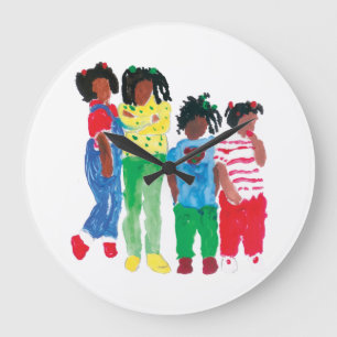Reloj Redondo Grande Little Black Girls "Back In The Day"