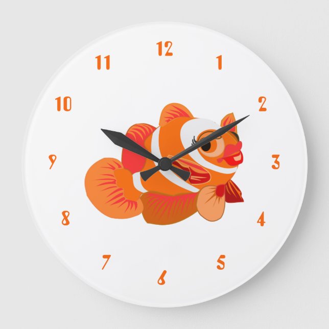 Reloj Redondo Grande Little Orange Fish - (Anverso)