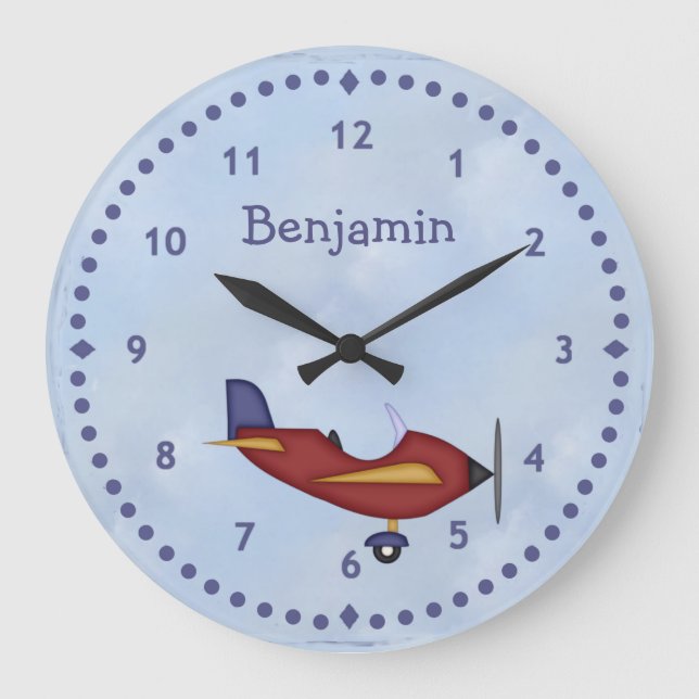 Reloj Redondo Grande Little Red Airplane Wall Clock (Anverso)