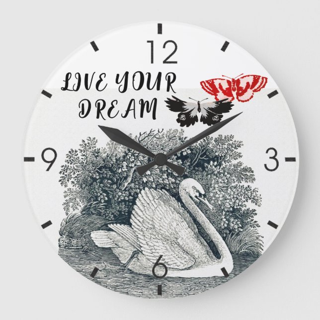 Reloj Redondo Grande Live Your Dream Motivational Cita (Anverso)