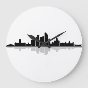 Reloj Redondo Grande LIVERPOOL Inglaterra Fußball City Skyline Silhouet