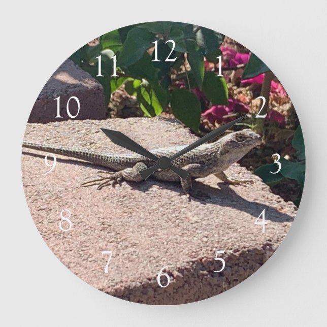 Reloj Redondo Grande Lizard Brick Garden (Anverso)