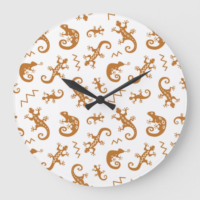 Reloj Redondo Grande Lizards Chameleons: Diseño de Patrones sin Marea. (Anverso)