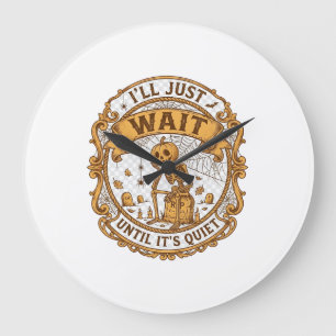 Reloj Redondo Grande Ll Solo Espera Hasta Que Calabaza Esqueleto Silenc