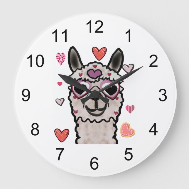 Reloj Redondo Grande Llama de Guay con lentes de corazón (Anverso)